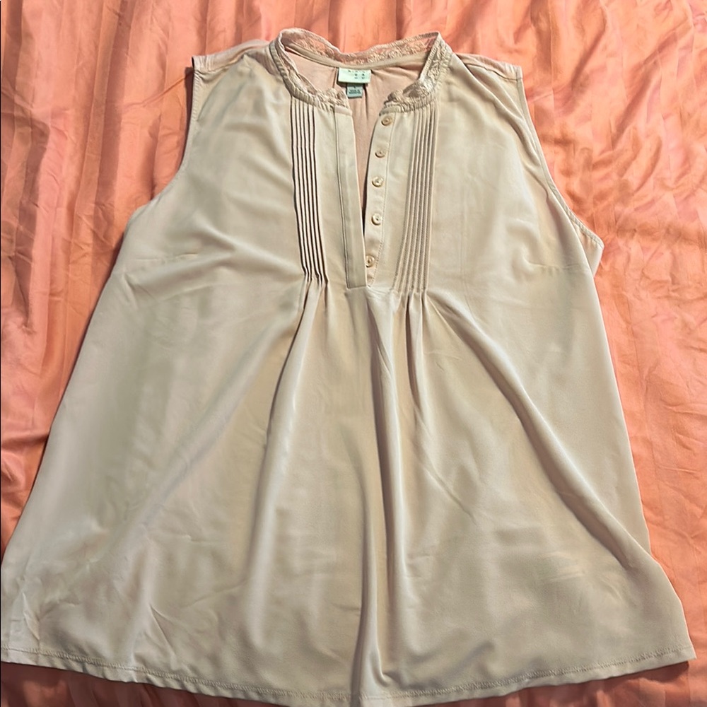 A New Day rose Sleeveless Blouse with Bib Collar